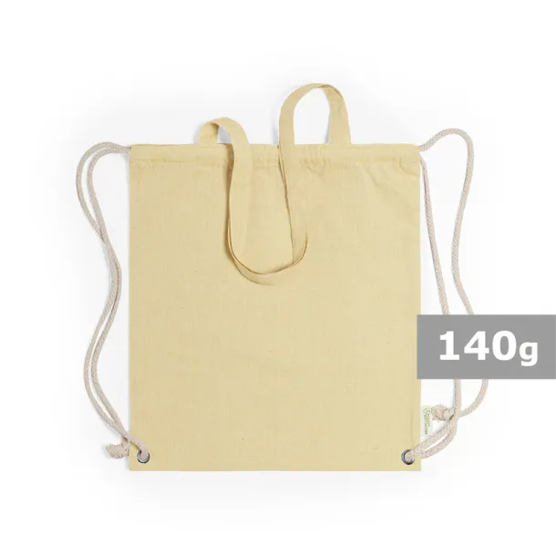  Recycled cotton bag 2 in 1, drawstring bag and shopping bag Žuta