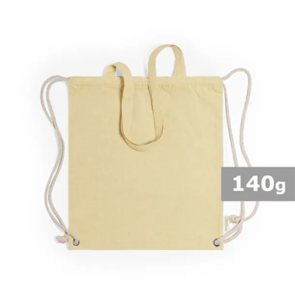  Recycled cotton bag 2 in 1, drawstring bag and shopping bag Žuta