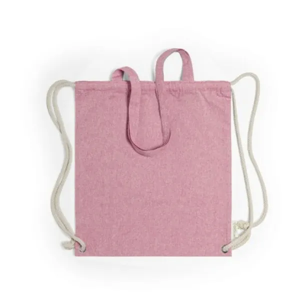  Recycled cotton bag 2 in 1, drawstring bag and shopping bag pink