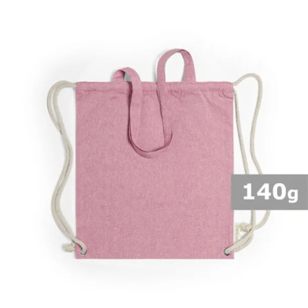  Recycled cotton bag 2 in 1, drawstring bag and shopping bag pink