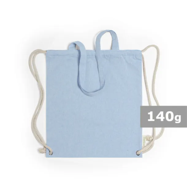  Recycled cotton bag 2 in 1, drawstring bag and shopping bag light blue