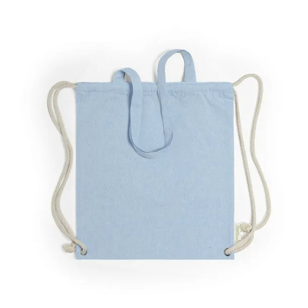  Recycled cotton bag 2 in 1, drawstring bag and shopping bag light blue