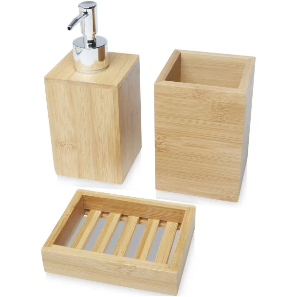 Hedon 3-piece bamboo bathroom set - Bullet Natural