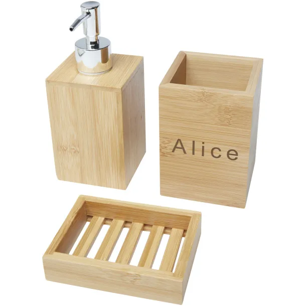 Hedon 3-piece bamboo bathroom set - Bullet Natural