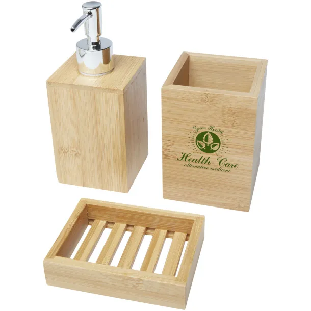 Hedon 3-piece bamboo bathroom set - Bullet Natural