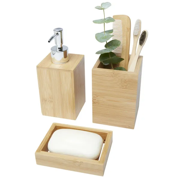 Hedon 3-piece bamboo bathroom set - Bullet Natural