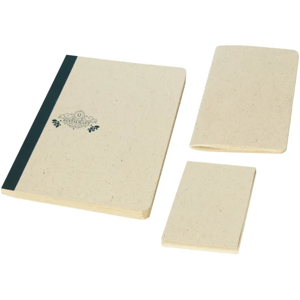 Verde 3-piece grass paper stationery gift set Cream