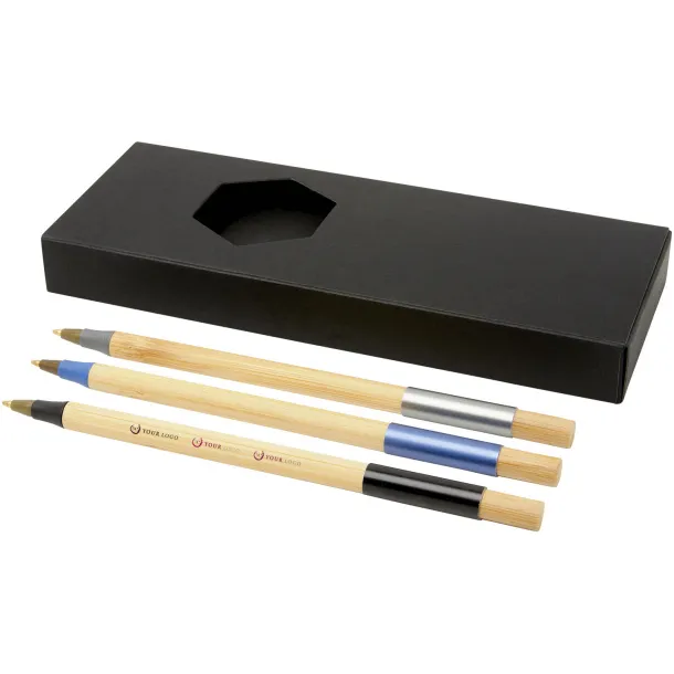 Kerf 3-piece bamboo pen set Solid black Natural