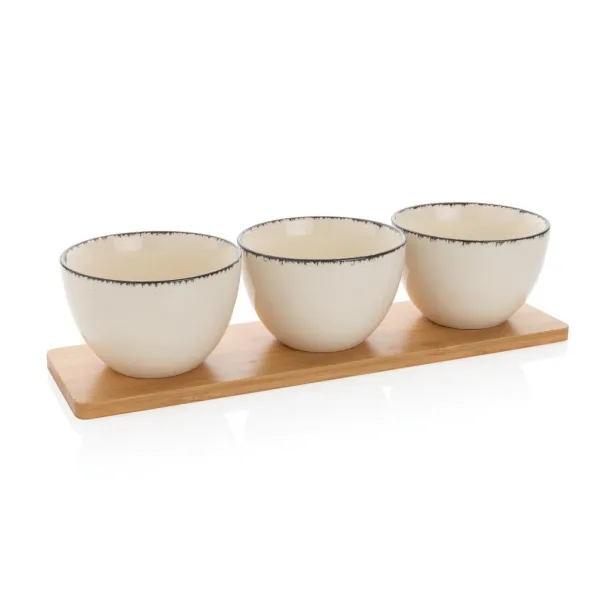 Ukiyo Ukiyo 3pc serving bowl set with bamboo tray - Ukiyo White Black