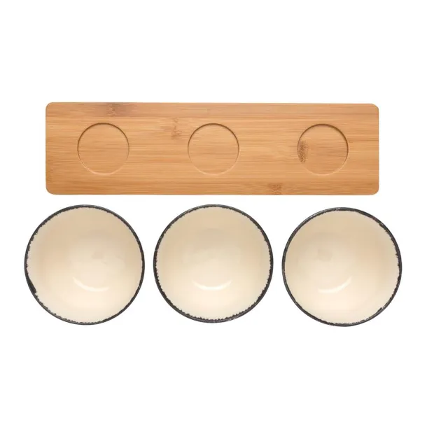 Ukiyo Ukiyo 3pc serving bowl set with bamboo tray - Ukiyo White Black