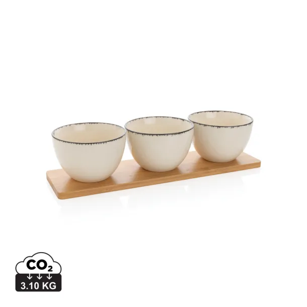 Ukiyo Ukiyo 3pc serving bowl set with bamboo tray - Ukiyo White Black