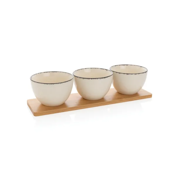 Ukiyo Ukiyo 3pc serving bowl set with bamboo tray - Ukiyo White Black