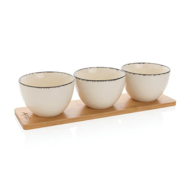 Ukiyo Ukiyo 3pc serving bowl set with bamboo tray - Ukiyo White Black