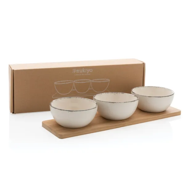 Ukiyo Ukiyo 3pc serving bowl set with bamboo tray - Ukiyo White Black