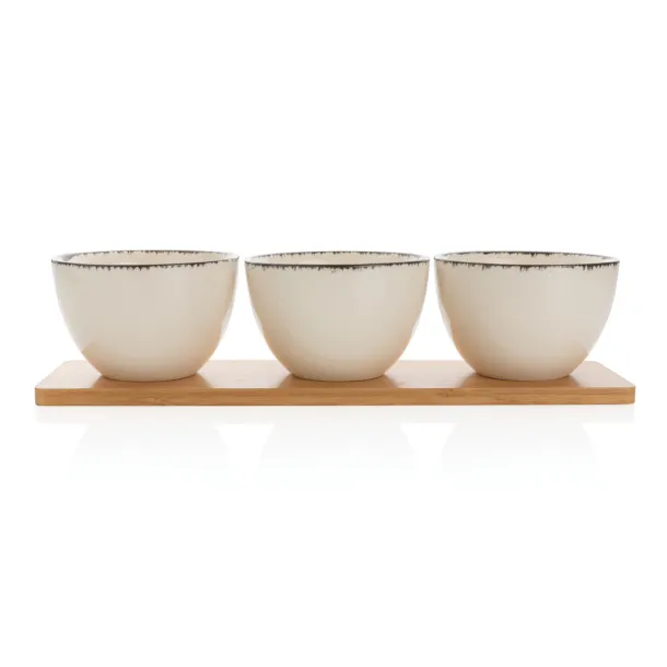 Ukiyo Ukiyo 3pc serving bowl set with bamboo tray - Ukiyo White Black