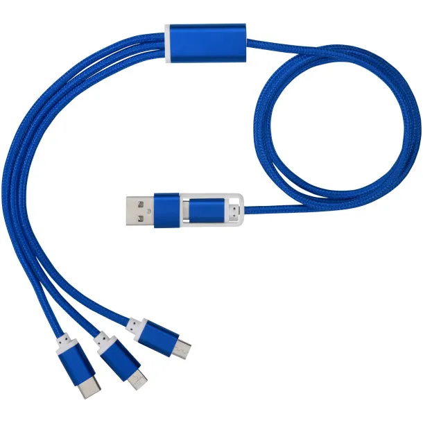 Versatile 3-in-1 charging cable with dual input Royal blue