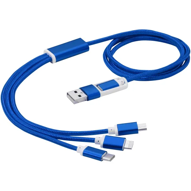 Versatile 3-in-1 charging cable with dual input Royal blue