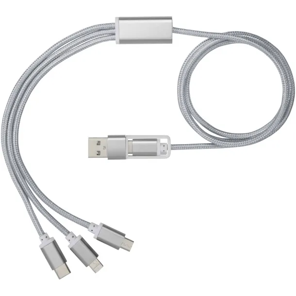 Versatile 3-in-1 charging cable with dual input Silver