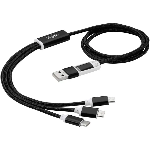 Versatile 3-in-1 charging cable with dual input - Unbranded Solid black