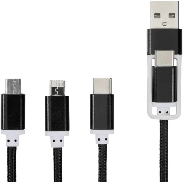 Versatile 3-in-1 charging cable with dual input Solid black