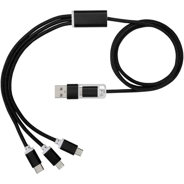 Versatile 3-in-1 charging cable with dual input - Unbranded Solid black