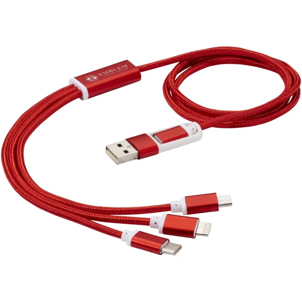 Versatile 3-in-1 charging cable with dual input Red