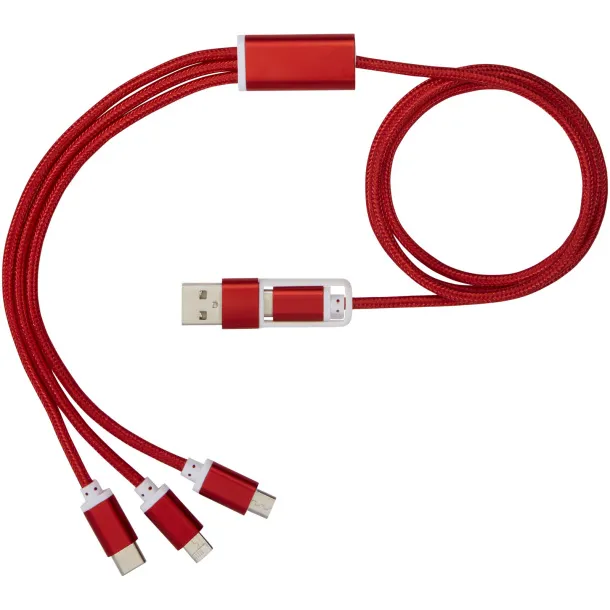 Versatile 3-in-1 charging cable with dual input Red