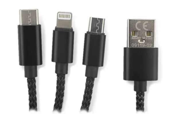 LUX 3 in 1 USB cable Crna