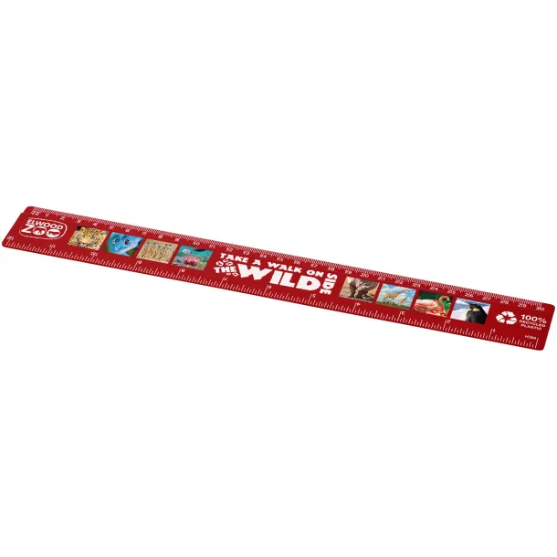 Refari 30 cm recycled plastic ruler - Unbranded Red