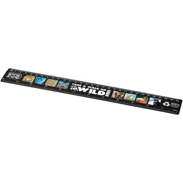 Refari 30 cm recycled plastic ruler Solid black