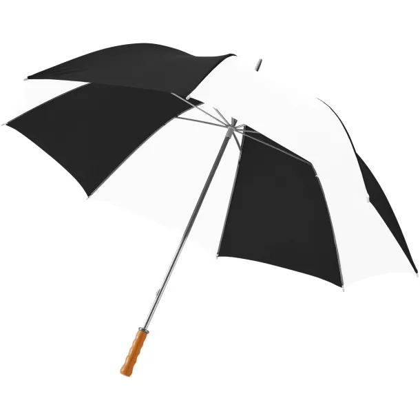 Karl 30" golf umbrella with wooden handle Solid black White