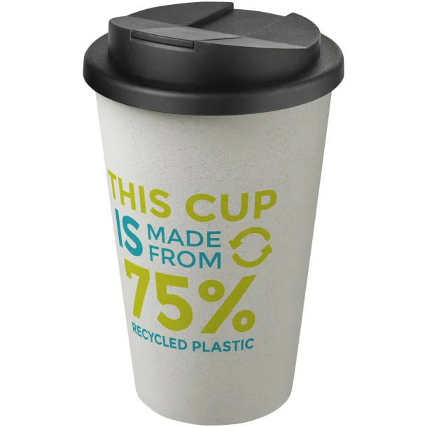 Americano® Eco 350 ml recycled tumbler with spill-proof lid - Unbranded Solid black White