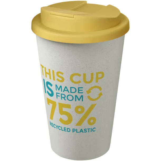 Americano® Eco 350 ml recycled tumbler with spill-proof lid - Unbranded Yellow White