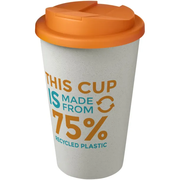 Americano® Eco 350 ml recycled tumbler with spill-proof lid - Unbranded Orange White