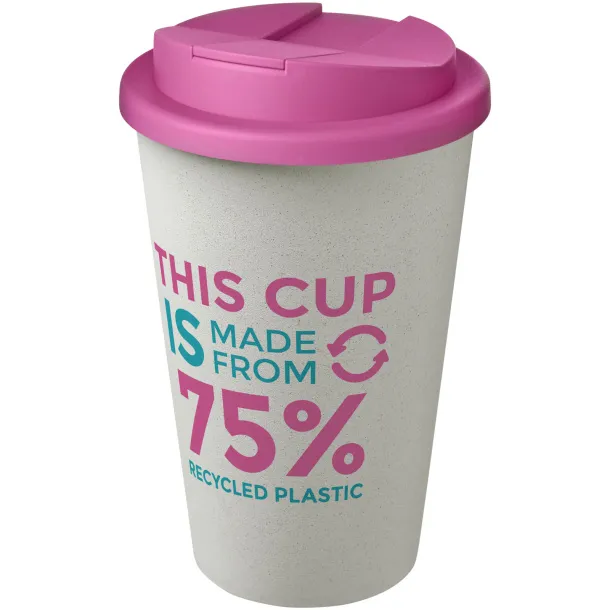 Americano® Eco 350 ml recycled tumbler with spill-proof lid Pink White