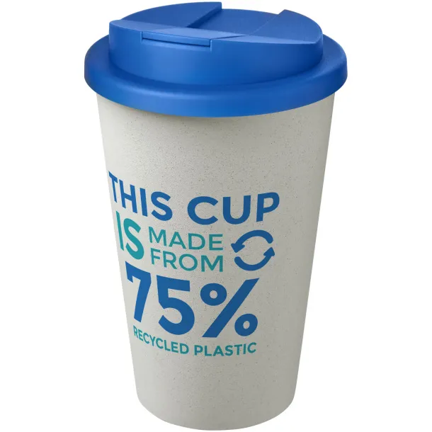 Americano® Eco 350 ml recycled tumbler with spill-proof lid - Unbranded Mid blue White