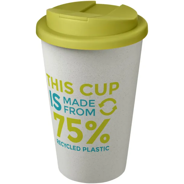 Americano® Eco 350 ml recycled tumbler with spill-proof lid - Unbranded Lime White