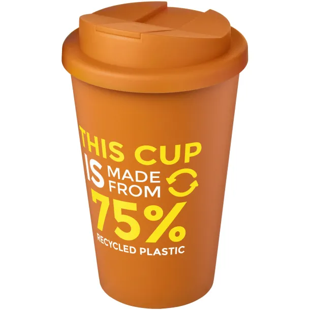 Americano® Eco 350 ml recycled tumbler with spill-proof lid - Unbranded Orange