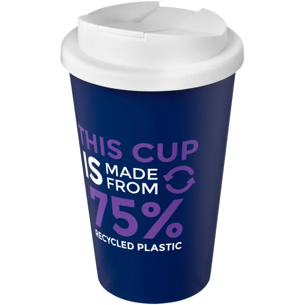 Americano® Eco 350 ml recycled tumbler with spill-proof lid - Unbranded Blue White