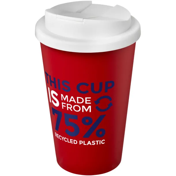 Americano® Eco 350 ml recycled tumbler with spill-proof lid - Unbranded Red White