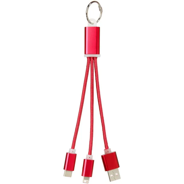 Metal 3-in-1 charging cable with keychain - Unbranded Red