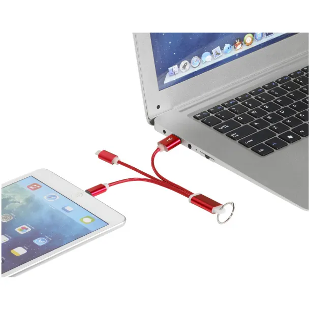 Metal 3-in-1 charging cable with keychain - Unbranded Red