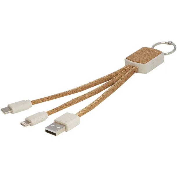 Bates wheat straw and cork 3-in-1 charging cable - Unbranded Natural