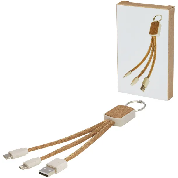 Bates wheat straw and cork 3-in-1 charging cable - Unbranded Natural