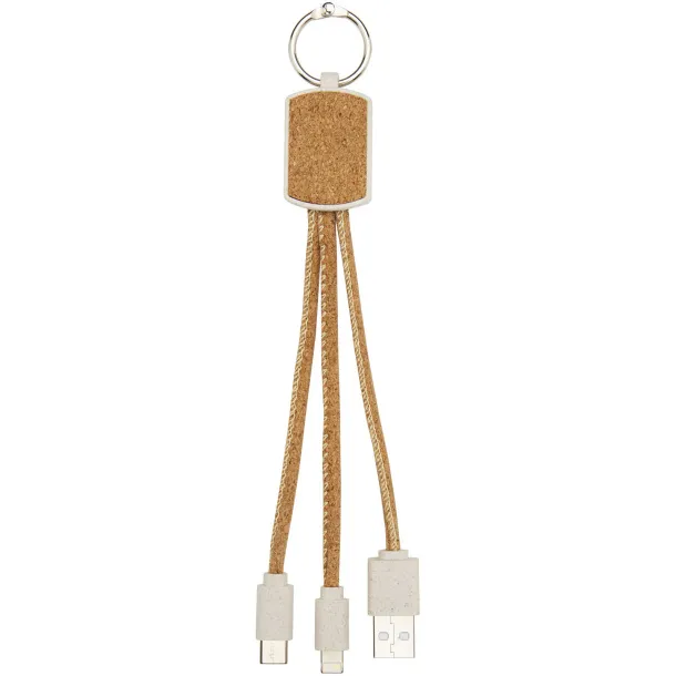 Bates wheat straw and cork 3-in-1 charging cable - Unbranded Natural