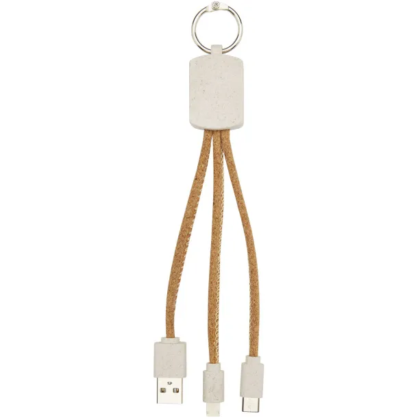 Bates wheat straw and cork 3-in-1 charging cable - Unbranded Natural