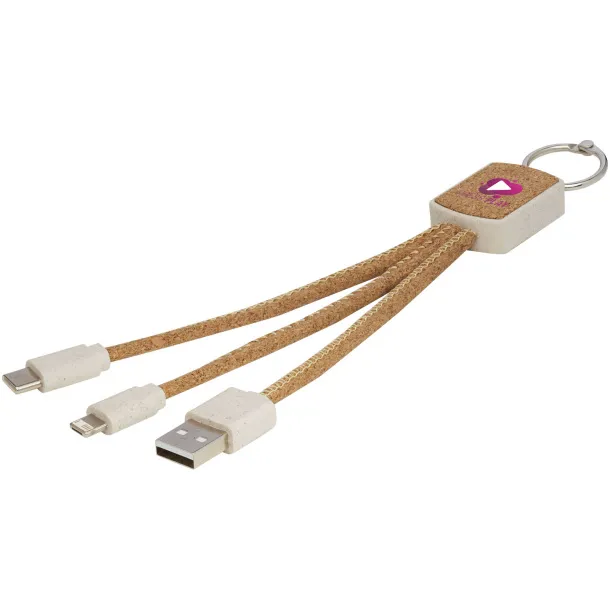 Bates wheat straw and cork 3-in-1 charging cable - Unbranded Natural