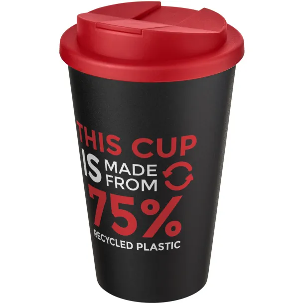 Americano® Eco 350 ml recycled tumbler with spill-proof lid - Unbranded Red Solid black