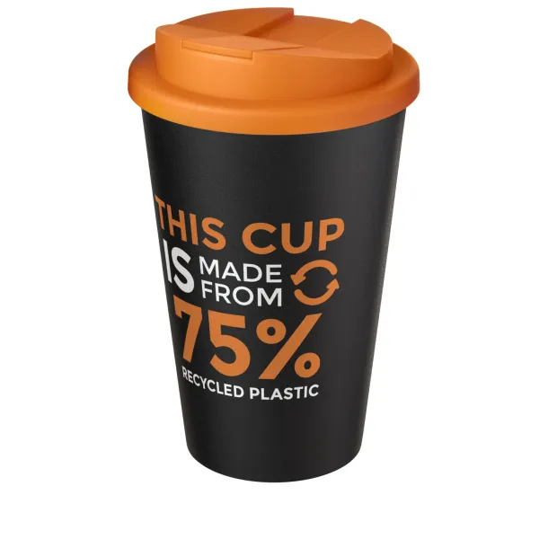 Americano® Eco 350 ml recycled tumbler with spill-proof lid - Unbranded Orange Solid black