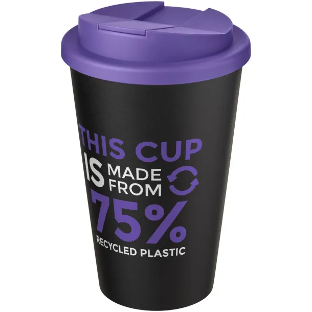 Americano® Eco 350 ml recycled tumbler with spill-proof lid - Unbranded Purple Solid black